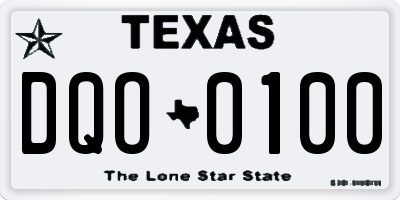 TX license plate DQO0100