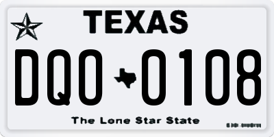 TX license plate DQO0108