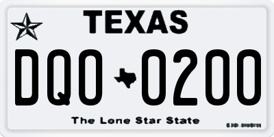 TX license plate DQO0200