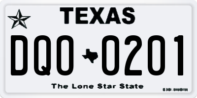 TX license plate DQO0201