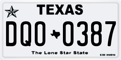TX license plate DQO0387