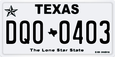 TX license plate DQO0403