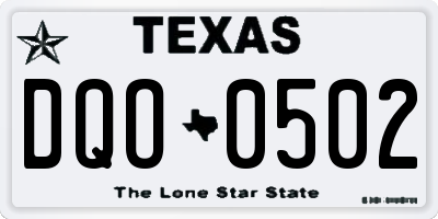 TX license plate DQO0502