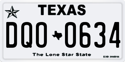 TX license plate DQO0634