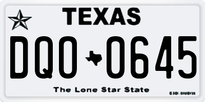 TX license plate DQO0645