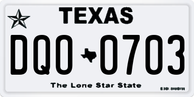 TX license plate DQO0703