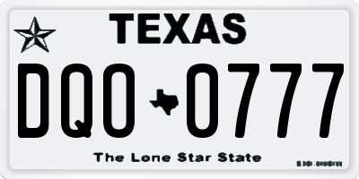 TX license plate DQO0777