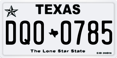 TX license plate DQO0785