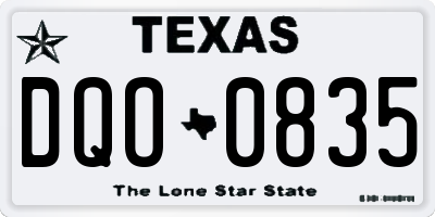 TX license plate DQO0835