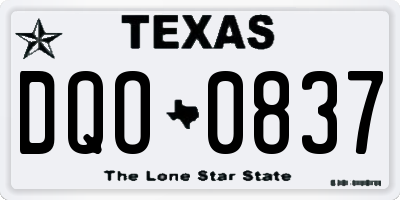 TX license plate DQO0837