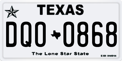 TX license plate DQO0868