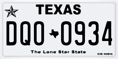 TX license plate DQO0934