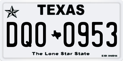 TX license plate DQO0953