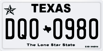 TX license plate DQO0980