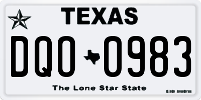 TX license plate DQO0983