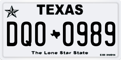 TX license plate DQO0989