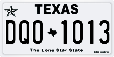 TX license plate DQO1013