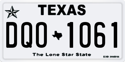 TX license plate DQO1061