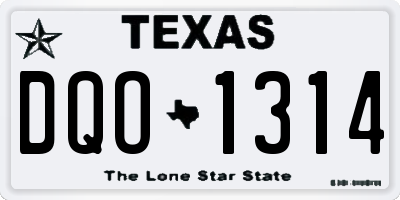 TX license plate DQO1314