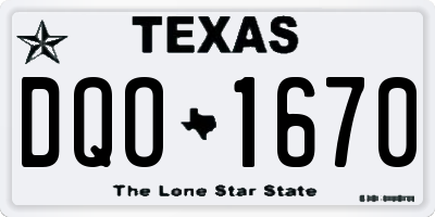 TX license plate DQO1670