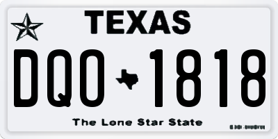 TX license plate DQO1818