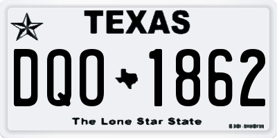 TX license plate DQO1862