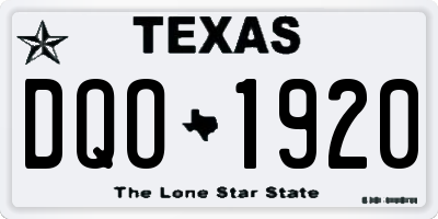 TX license plate DQO1920