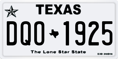 TX license plate DQO1925