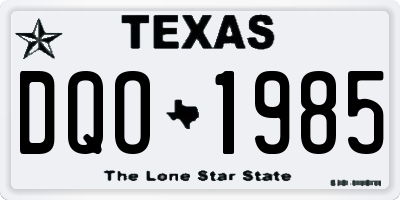 TX license plate DQO1985