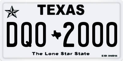 TX license plate DQO2000
