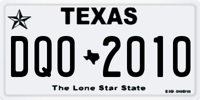 TX license plate DQO2010