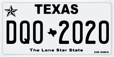 TX license plate DQO2020