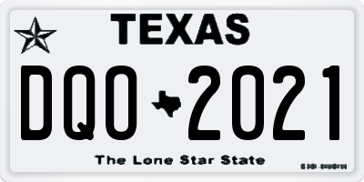 TX license plate DQO2021