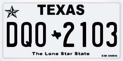 TX license plate DQO2103