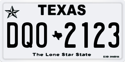 TX license plate DQO2123