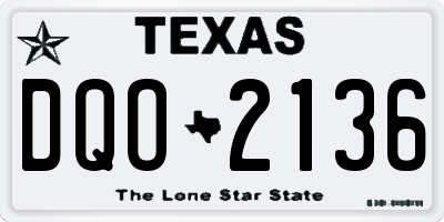 TX license plate DQO2136