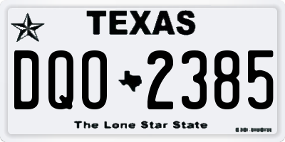 TX license plate DQO2385