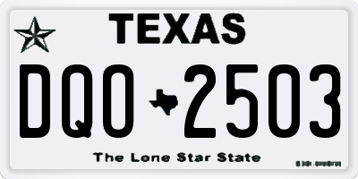 TX license plate DQO2503