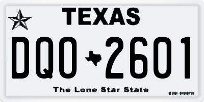 TX license plate DQO2601