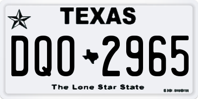 TX license plate DQO2965
