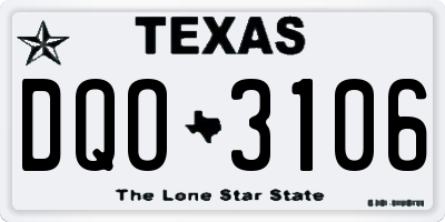 TX license plate DQO3106