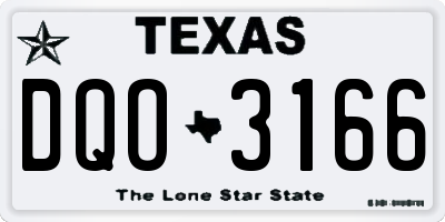 TX license plate DQO3166