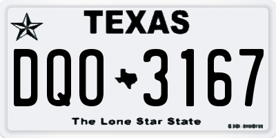 TX license plate DQO3167