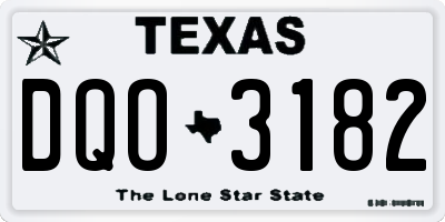TX license plate DQO3182