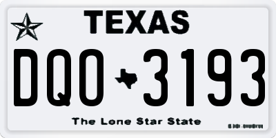 TX license plate DQO3193