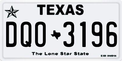 TX license plate DQO3196