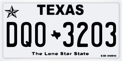 TX license plate DQO3203