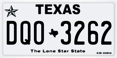 TX license plate DQO3262