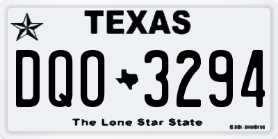 TX license plate DQO3294