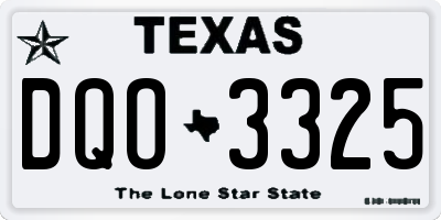 TX license plate DQO3325